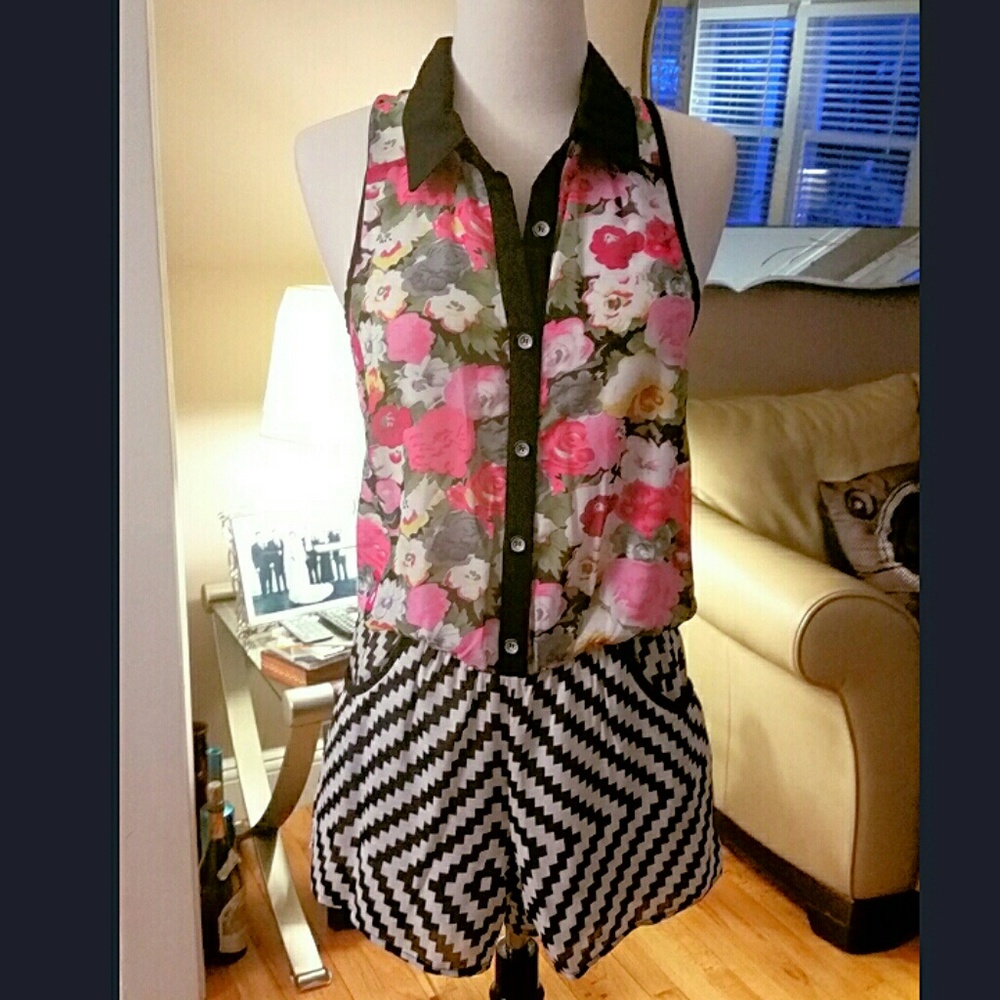 Truly Me Tween NWT Floral Shortall Romper Outfit